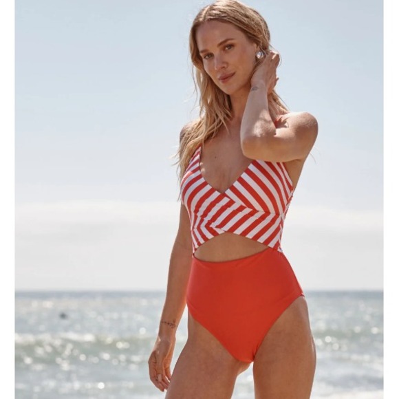 summersalt Other - NWT Summersalt The Sea Breeze Cutout One-Piece Swimsuit Swim Red White Sz 2